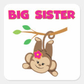 Monkey Big Sister Vierkante Sticker (Voorkant)