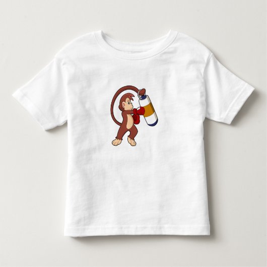 Monkey bij Boxing met Punch bag Kinder Shirts (Voorkant)