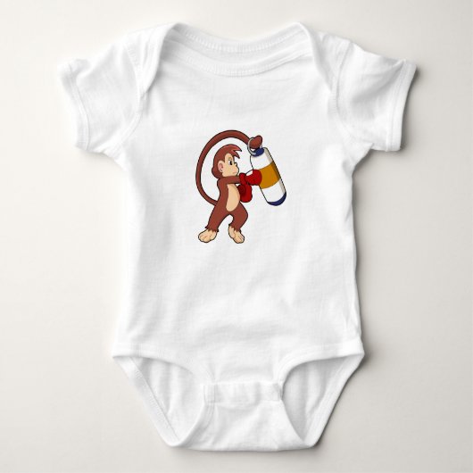 Monkey bij Boxing met Punch bag Romper (Voorkant)