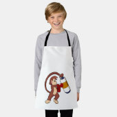 Monkey bij Boxing met Punch bag Schort (Gedragen)