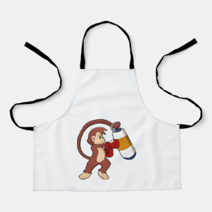 Monkey bij Boxing met Punch bag Schort