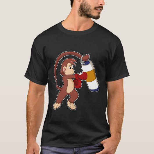 Monkey bij Boxing met Punch bag T-shirt (Voorkant)