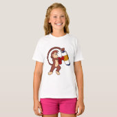 Monkey bij Boxing met Punch bag T-shirt (Voorkant volledig)