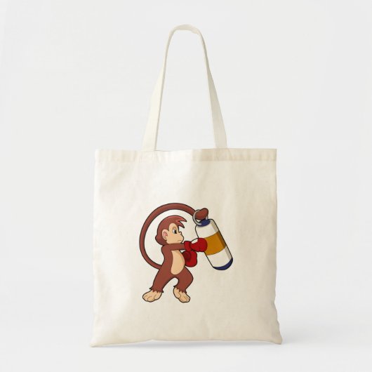 Monkey bij Boxing met Punch bag Tote Bag (Voorkant)