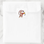 Monkey bij Boxing met Punch bag Vierkante Sticker (Tas)