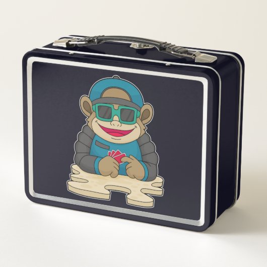 Monkey bij Poker met pokerkaarten en zonnebrillen (Achterkant)