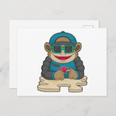 Monkey bij Poker met pokerkaarten en zonnebrillen Briefkaart (Voorkant / Achterkant)