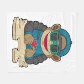 Monkey bij Poker met pokerkaarten en zonnebrillen Fleece Deken (Voorkant (Horizontaal))