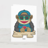 Monkey bij Poker met pokerkaarten en zonnebrillen Kaart (Achterkant)