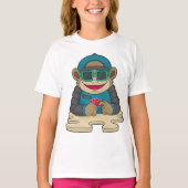 Monkey bij Poker met pokerkaarten en zonnebrillen T-shirt (Voorkant)