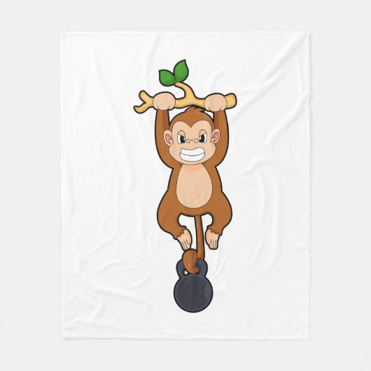 Monkey bij Sterke training met Dumbbell Fleece Deken (Voorkant)
