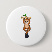 Monkey bij Sterke training met Dumbbell Ronde Button 7,6 Cm (Voorkant)