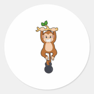 Monkey bij Sterke training met Dumbbell Ronde Sticker