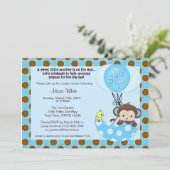 Monkey Birdie Umbrella Baby shower Invitation Kaart (Staand voorkant)