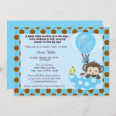 Monkey Birdie Umbrella Baby shower Invitation Kaart (Voorkant / Achterkant)