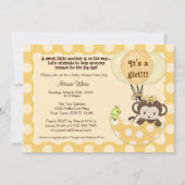 Monkey Birdie Umbrella Baby shower Invitation Kaart (Voorkant)