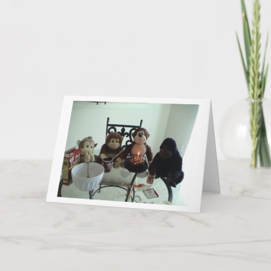 Monkey Birthday Cake Kaart (Voorkant)