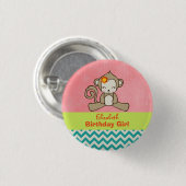 Monkey Birthday Girl Cute Kawaii Ronde Button 3,2 Cm (Voorkant /achterkant)