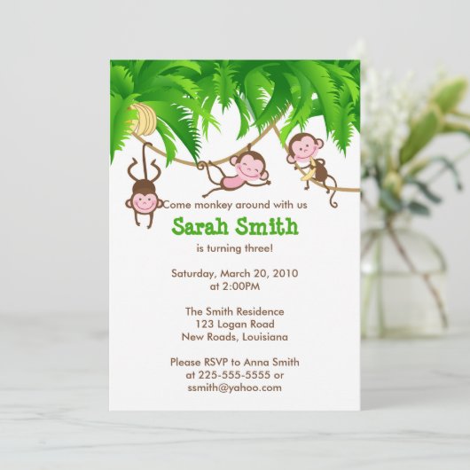 Monkey Birthday Kaart (Staand voorkant)