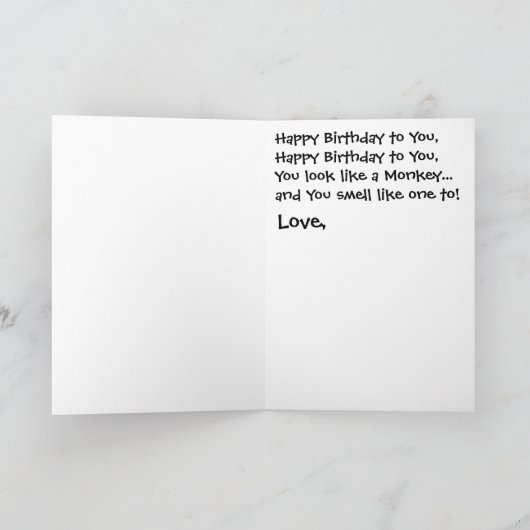 Monkey Birthday Kaart (Binnen)
