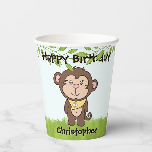Monkey Birthday Papieren Bekers (Achterkant)