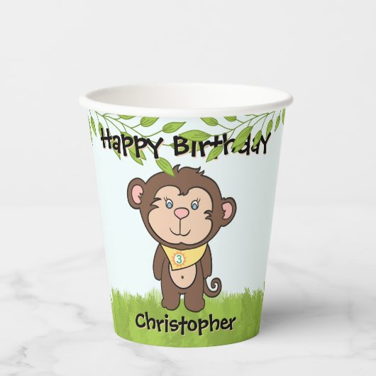 Monkey Birthday Papieren Bekers (Voorkant)