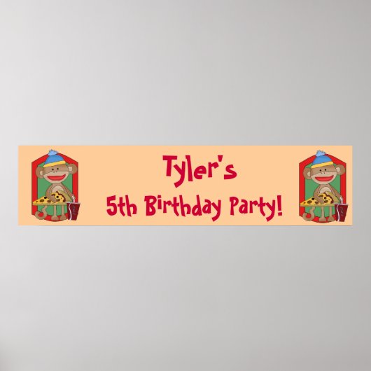 Monkey Birthday Party Banner Poster (Voorkant)