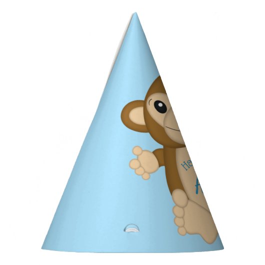 Monkey Birthday Party Blue Feesthoedjes (Links)