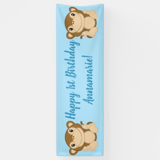 Monkey Birthday Party Blue Spandoek (Verticaal)