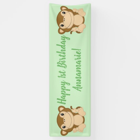 Monkey Birthday Party Green Spandoek (Verticaal)