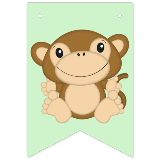 Monkey Birthday Party Green Vlaggetjes (Eerste vlag)