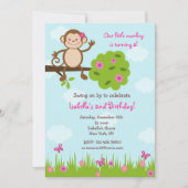 Monkey Birthday Party Invitation Kaart (Voorkant)