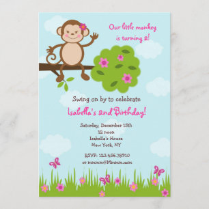 Monkey Birthday Party Invitation Kaart