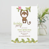 Monkey Birthday Party Invitation Kaart (Staand voorkant)