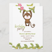 Monkey Birthday Party Invitation Kaart (Voorkant / Achterkant)