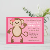 Monkey Birthday Party Invitation Kaart (Staand voorkant)