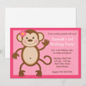 Monkey Birthday Party Invitation Kaart (Voorkant / Achterkant)