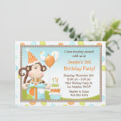 Monkey Birthday Party Invitation Kaart (Staand voorkant)