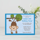 Monkey Birthday Party Invitation Kaart (Staand voorkant)