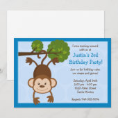 Monkey Birthday Party Invitation Kaart (Voorkant / Achterkant)