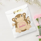 Monkey Birthday Party Pink Bedankzakje (Gezegeld)