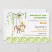 Monkey Birthday Uitnodiging (Voorkant)