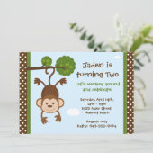 Monkey Birthday Uitnodiging (Staand voorkant)