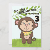 Monkey Birthday Uitnodiging (Voorkant)