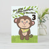 Monkey Birthday Uitnodiging (Staand voorkant)