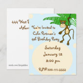 Monkey Birthday Uitnodiging (Voorkant / Achterkant)