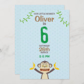 Monkey Birthday Uitnodiging (Voorkant / Achterkant)