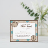 Monkey Birthday Uitnodiging (Staand voorkant)