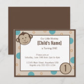 Monkey Birthday Uitnodiging (Voorkant / Achterkant)