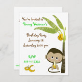 Monkey Birthday Uitnodiging (Voorkant / Achterkant)